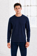 Men’s Navy Flat Back Rib Knit Full Sleeve Pre-Winter Sweatshirts