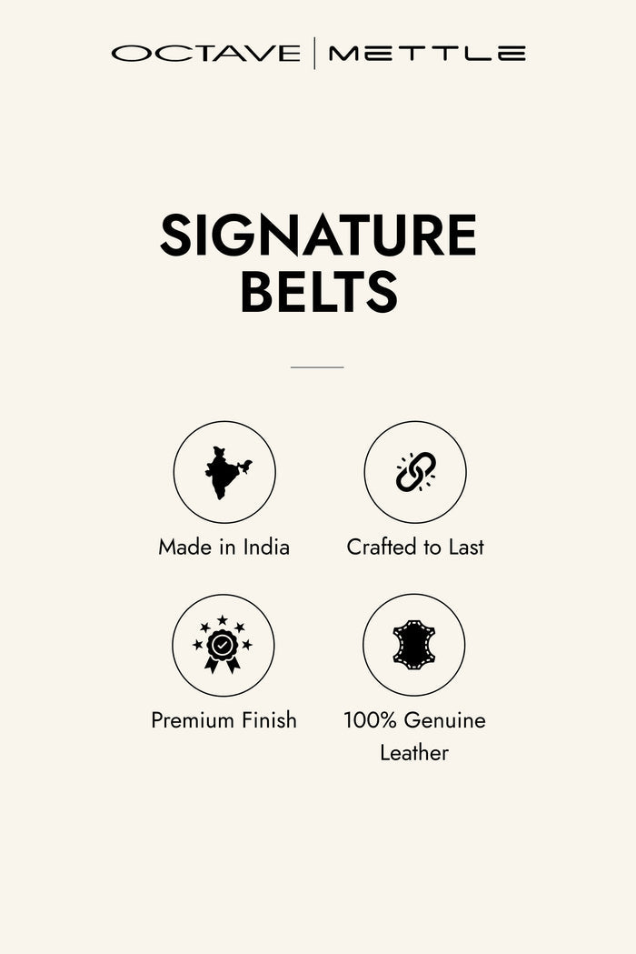 Men's Navy Leather Belt with Brushed Silver Buckle | Premium Belt