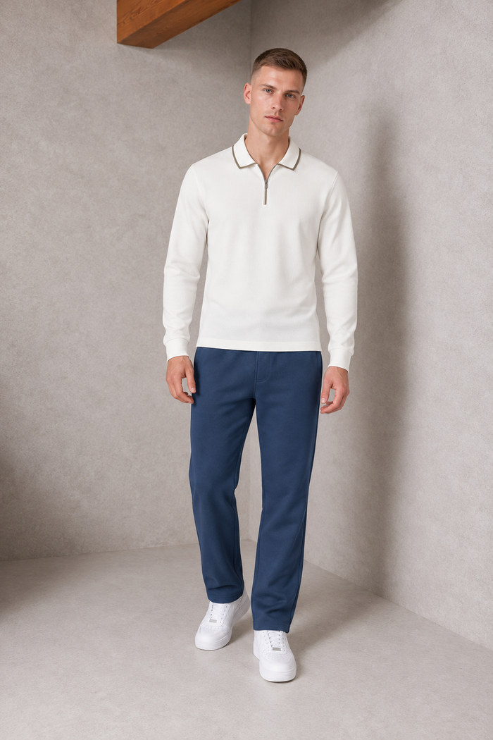 Men’s Navy Melange German Velvet Lower – Regular Fit Winter Track Pants