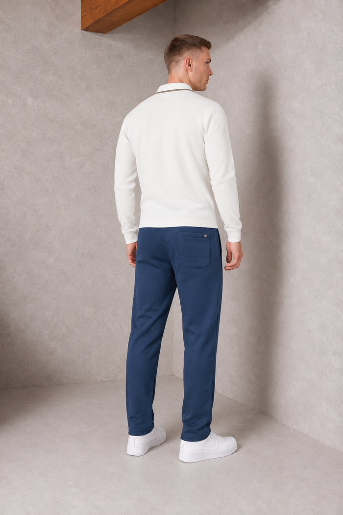 Men’s Navy Melange German Velvet Lower – Regular Fit Winter Track Pants