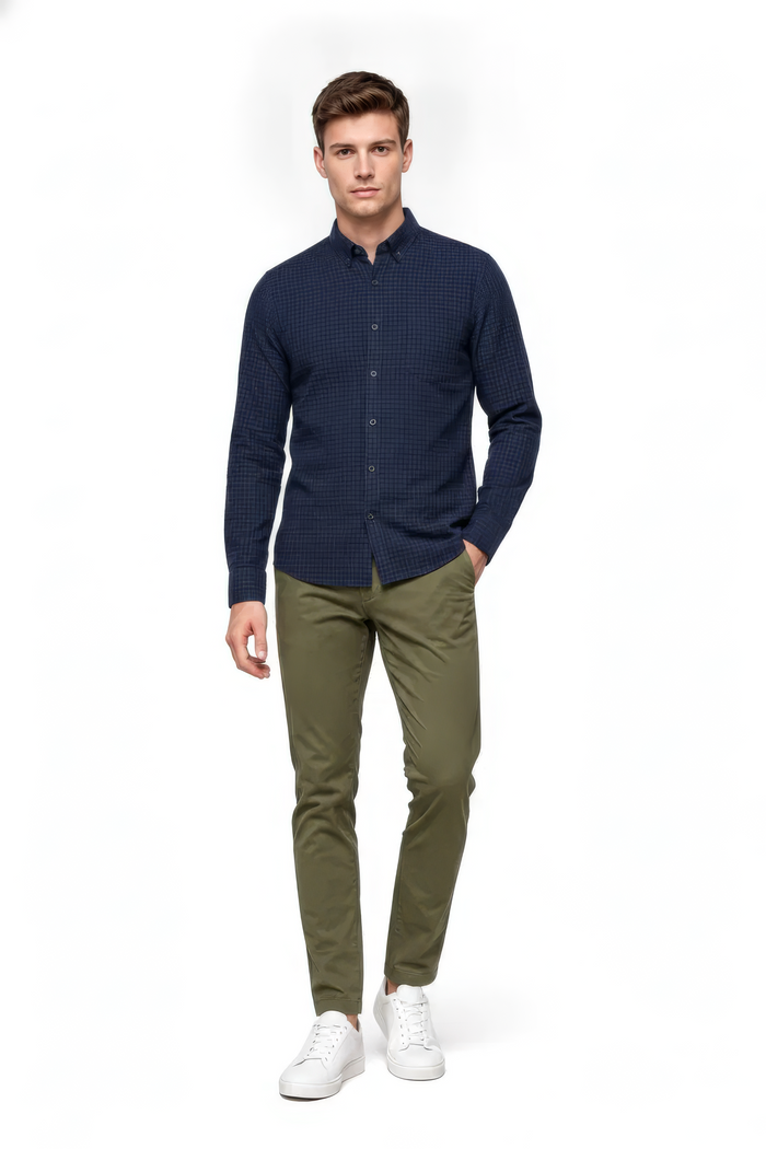 Men’s Navy Twill Cotton Full-Sleeve Shirt