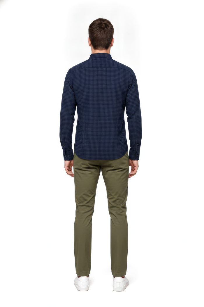 Men’s Navy Twill Cotton Full-Sleeve Shirt