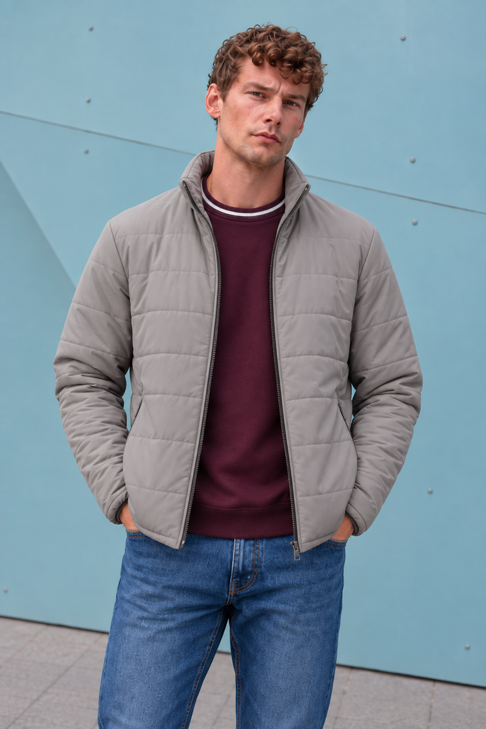 Men’s Nylon Reversible Puffer Jacket – Coffee & Mud Regular Fit Full-Zip Winter Jacket