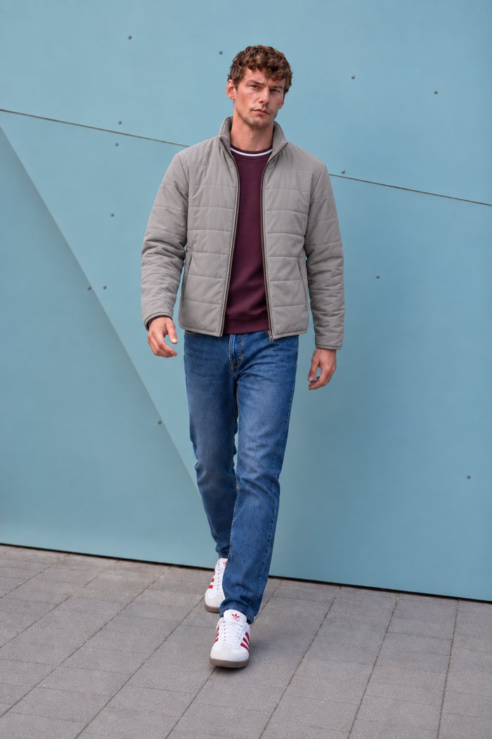 Men’s Nylon Reversible Puffer Jacket – Coffee & Mud Regular Fit Full-Zip Winter Jacket