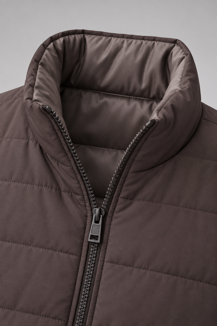 Men’s Nylon Reversible Puffer Jacket – Coffee & Mud Regular Fit Full-Zip Winter Jacket