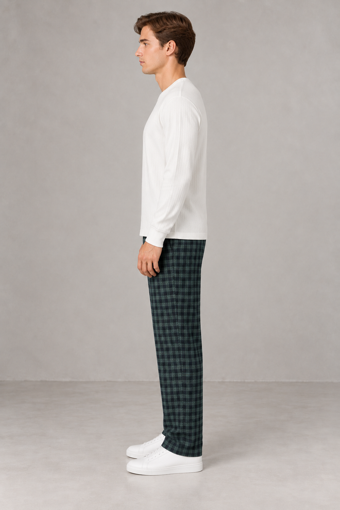 Men’s Off White Flat Back Rib Pre-Winter Full Sleeve T-Shirt – Regular Fit