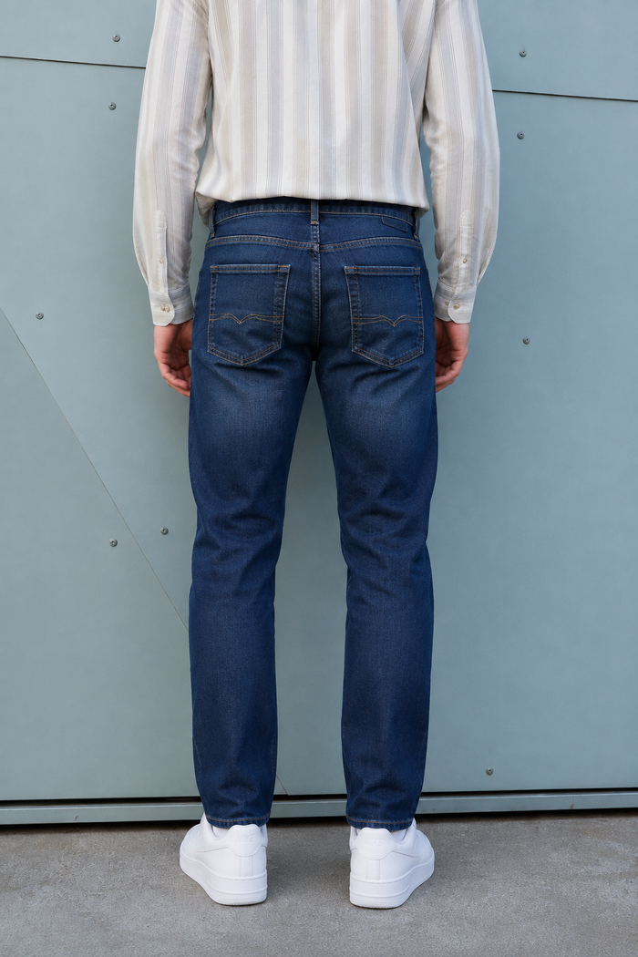 Men’s Olive Tint Straight Fit Denim Jeans | Mid-Rise Stretchable Five-Pocket Casual Jeans