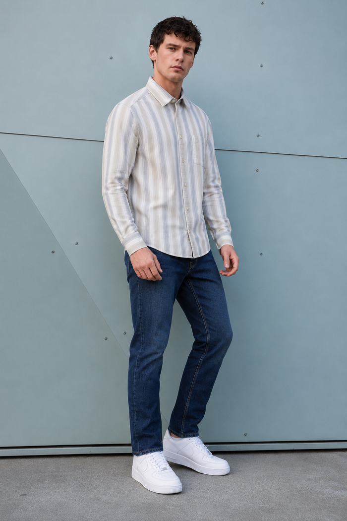 Men’s Olive Tint Straight Fit Denim Jeans | Mid-Rise Stretchable Five-Pocket Casual Jeans