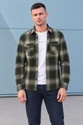 Men’s Olive Twill Check Shirt – Regular Fit Full Sleeve Casual Shirt