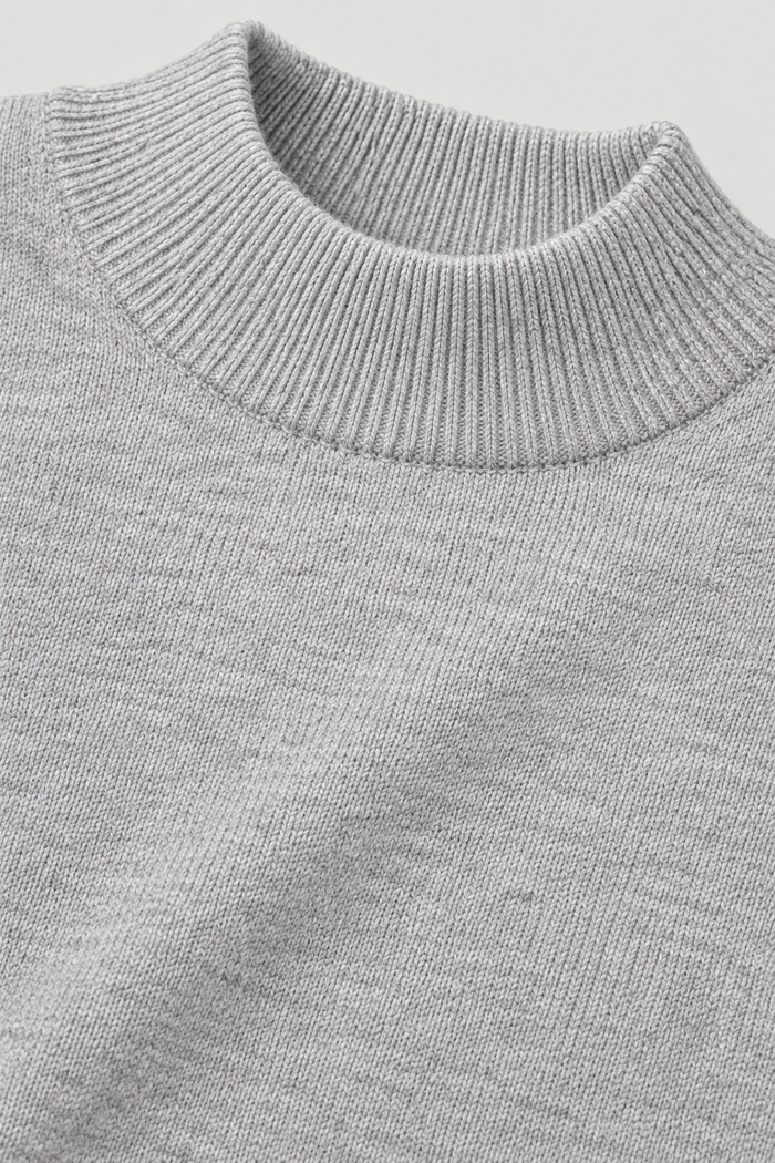 Men’s Onyx Melange Mock Neck Knitted Sweater – Regular Fit Full Sleeve Knitted Sweatshirt