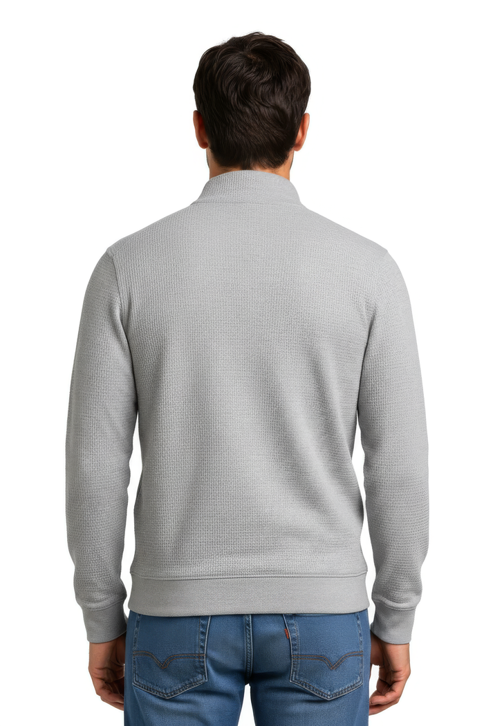 Men’s Onyx Standing Collar Half-Zip Sweatshirt – Brushed Seersucker Fabric Pullover
