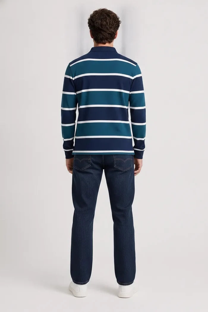 Men’s Pacific Cotton Polo Full-Sleeve Striped Winter T-Shirt