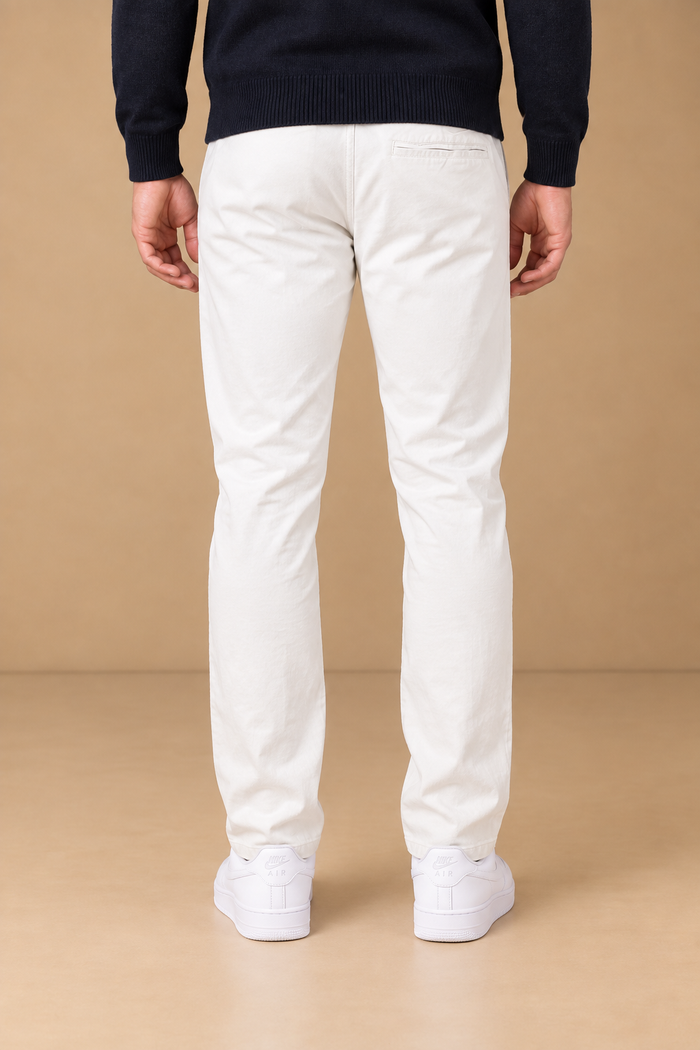 Men’s Poplin Lower in White Colour – Regular Fit Woven Casual Pants