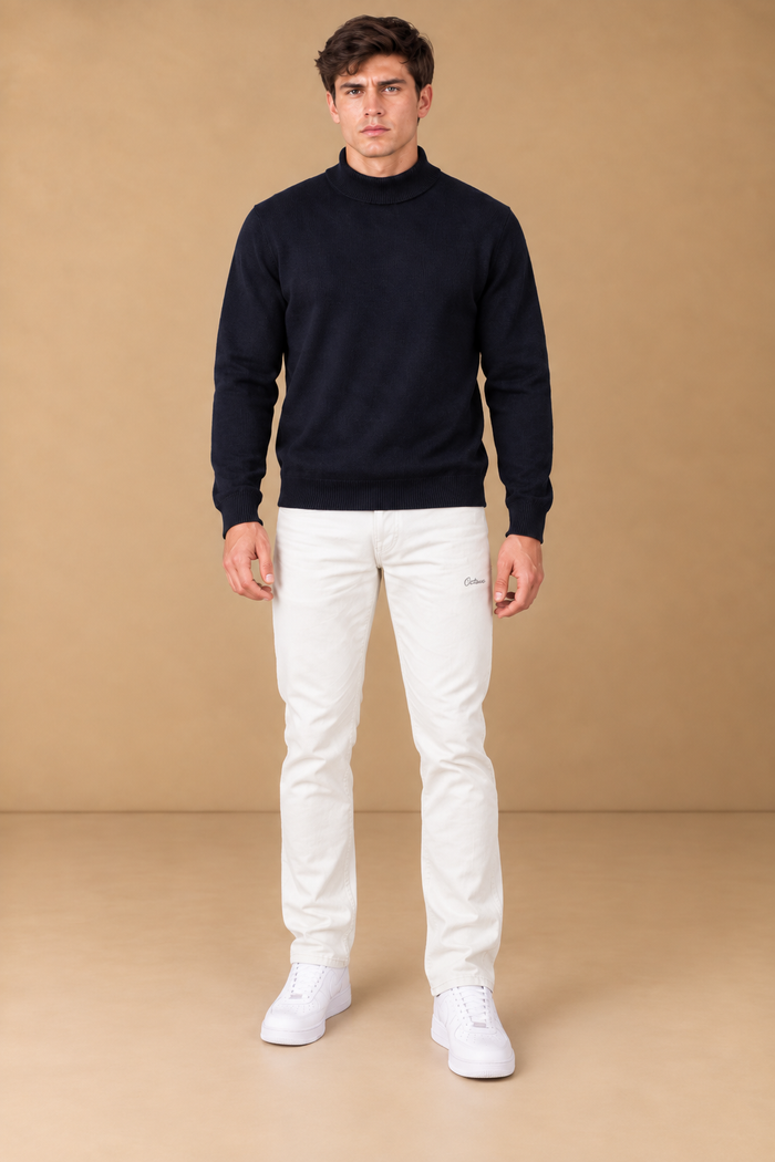 Men’s Poplin Lower in White Colour – Regular Fit Woven Casual Pants