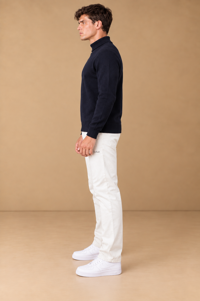 Men’s Poplin Lower in White Colour – Regular Fit Woven Casual Pants