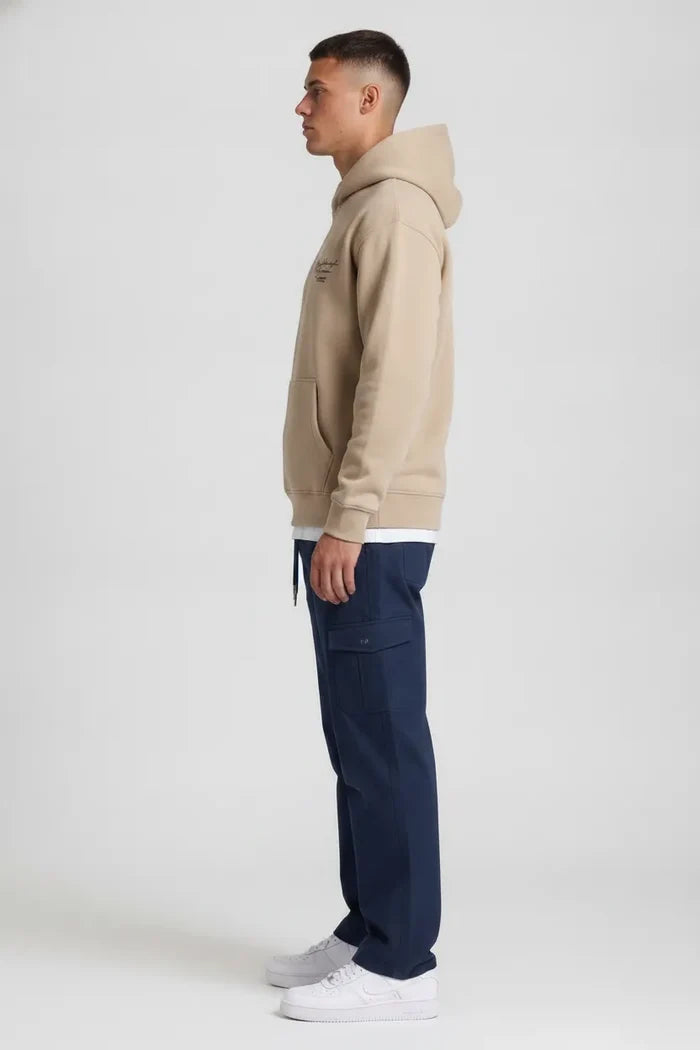 Men’s Poplin Lycra Cargo Lower in Navy – Regular Fit Utility Cargo Pants