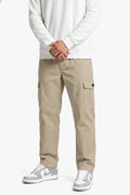 Men’s Poplin Lycra Cargo Lower in Safari – Regular Fit Utility Cargo Pants