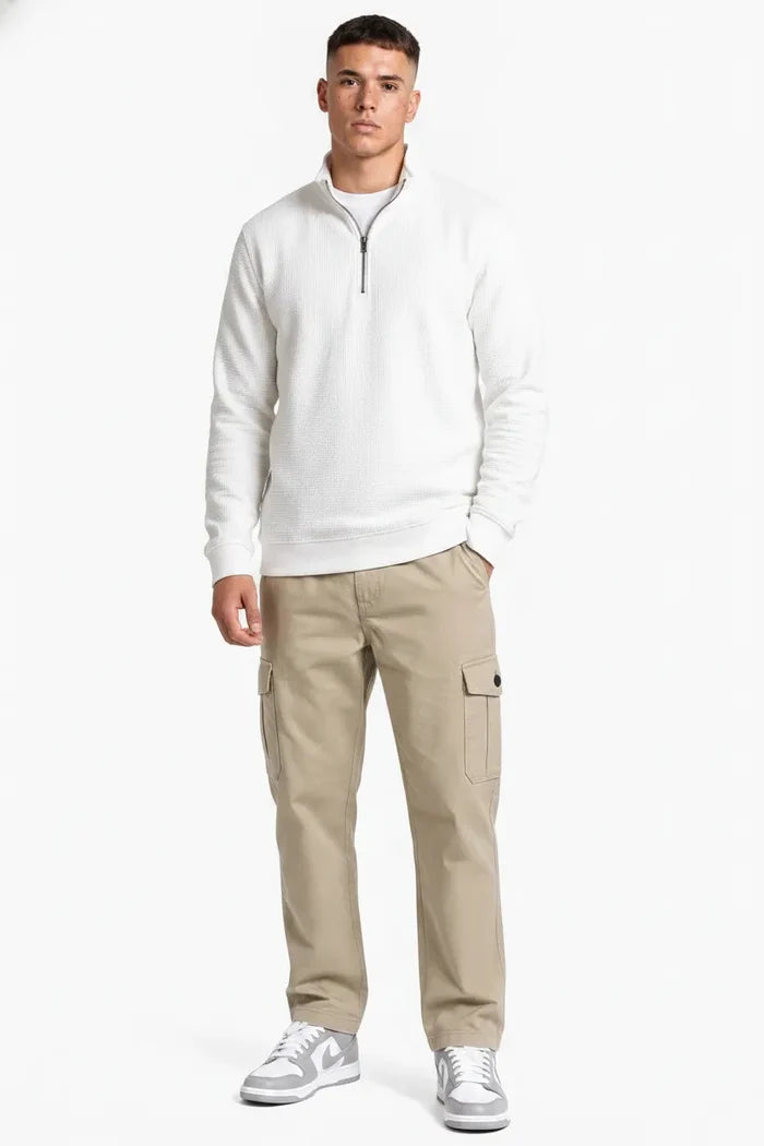 Men’s Poplin Lycra Cargo Lower in Safari – Regular Fit Utility Cargo Pants