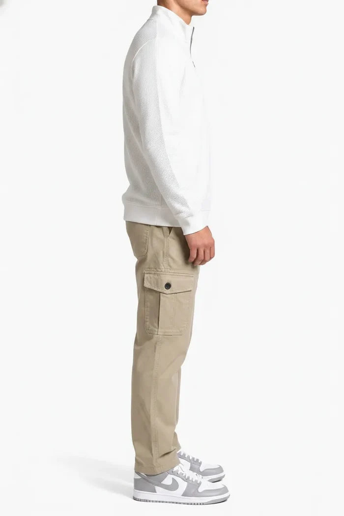 Men’s Poplin Lycra Cargo Lower in Safari – Regular Fit Utility Cargo Pants
