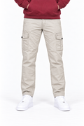 Men’s Poplin Lycra Cargo Lower in Sand – Regular Fit Woven Cargo Pants