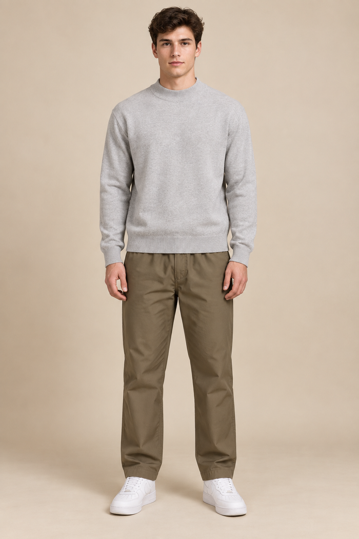 Men’s Poplin Lycra Lower in Duck Colour – Regular Fit Woven Casual Pants