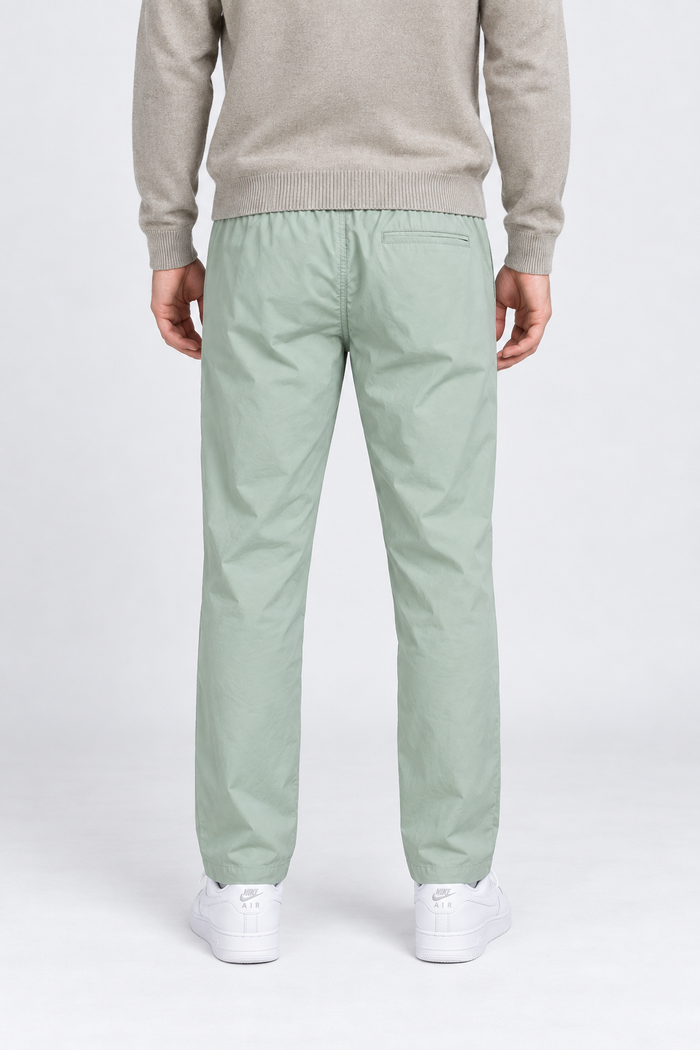 Men’s Poplin Sage Lower in Colour – Regular Fit Woven Casual Pants