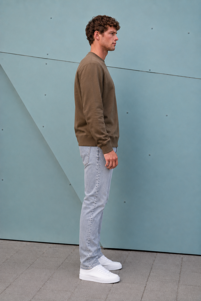 Men's Regular Fit Cocoa Brown Brushed Cotton Fleece Sweatshirt with Tokyo Graphic Print