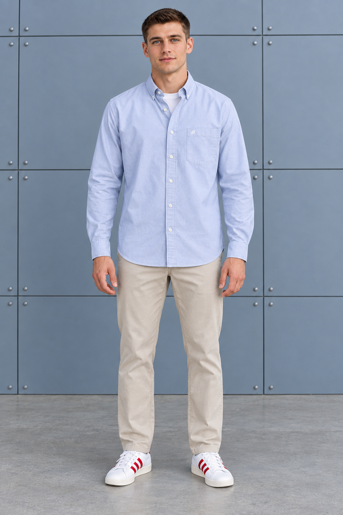 Men’s Sky Oxford Shirt – Regular Fit Full Sleeve Button-Down Casual Shirt