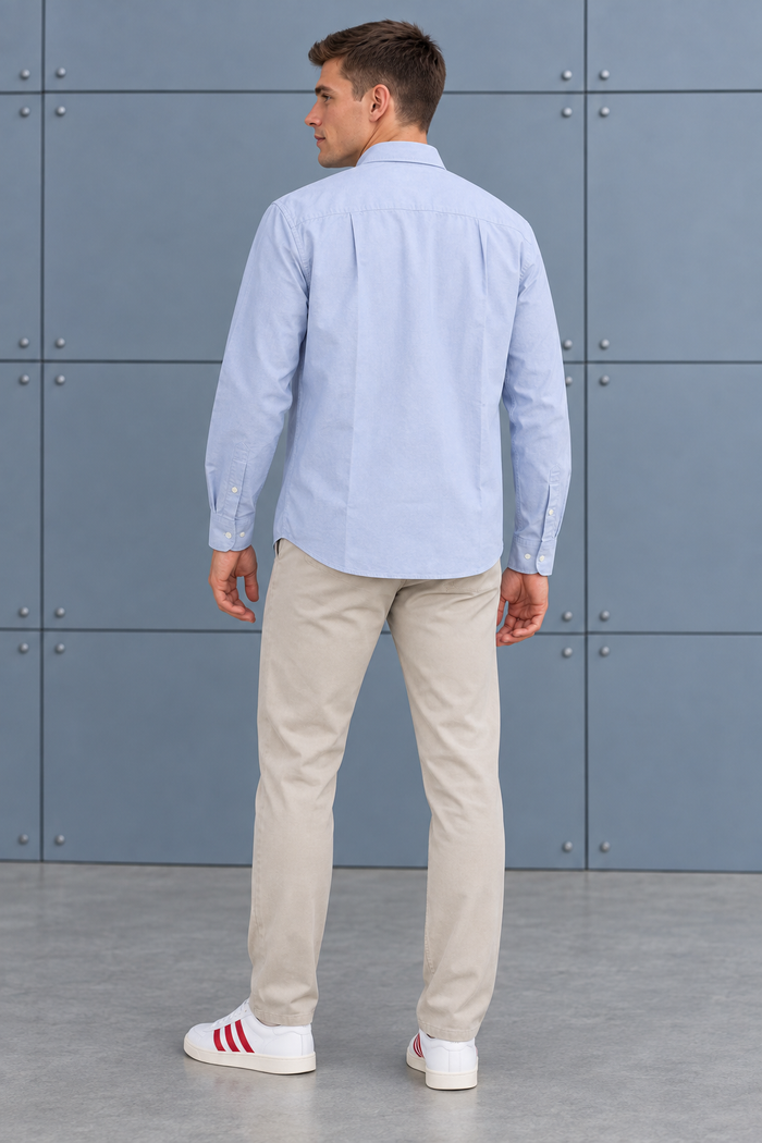 Men’s Sky Oxford Shirt – Regular Fit Full Sleeve Button-Down Casual Shirt