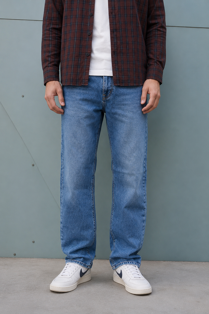 Men’s Sky Straight Fit Denim Jeans | Mid-Rise Stretchable Five-Pocket Casual Jeans