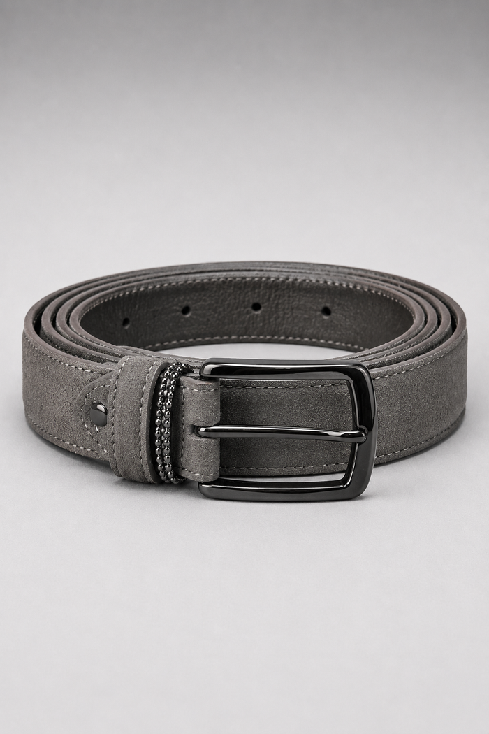 Men's Stone Suede Leather Belt with Gunmetal Buckle | Premium Casual & Smart Casual Belt for Men