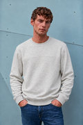 Men’s White Melange Cotton Brushed Fleece Sweatshirt – Regular Fit