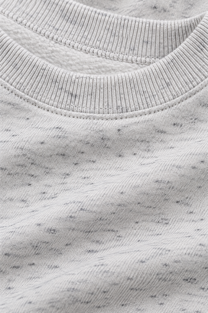 Men’s White Melange Cotton Brushed Fleece Sweatshirt – Regular Fit