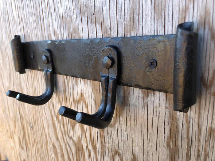 Metal Rack Hand Forged - Fireplace Tool Hanger - Kitchen  - Hooks - Hand Forged - Wall Mounted Hooks - Handmade In USA