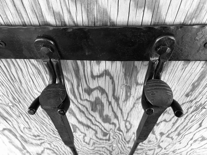 Metal Rack Hand Forged - Fireplace Tool Hanger - Kitchen  - Hooks - Hand Forged - Wall Mounted Hooks - Handmade In USA