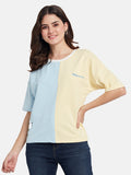 METTLE Colourblocked Round Neck Cotton T-shirt