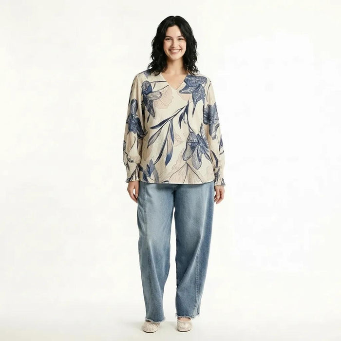 METTLE Denim Floral Print Cotton Top