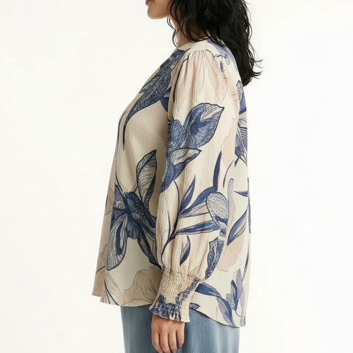 METTLE Denim Floral Print Cotton Top