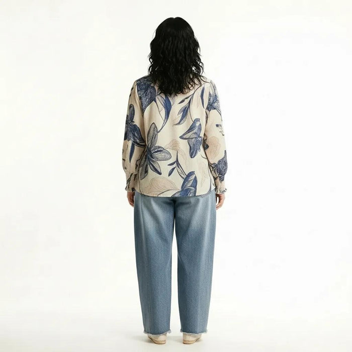 METTLE Denim Floral Print Cotton Top