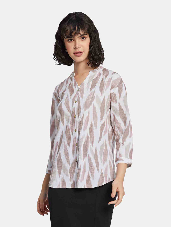 METTLE Floral Print Cotton Shirt Style Top