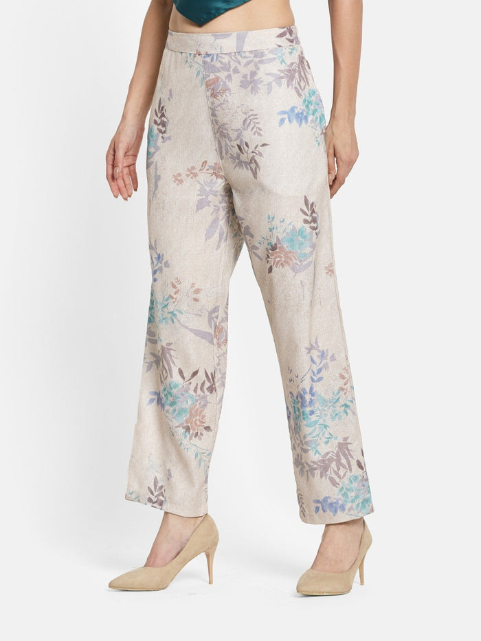 METTLE Floral Printed Cotton Trousers