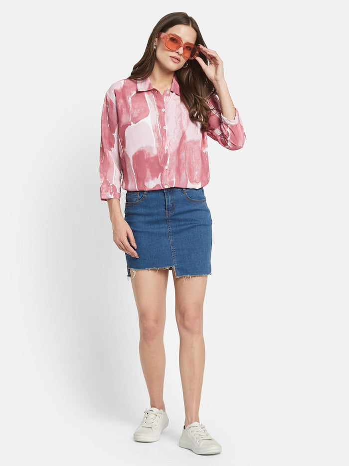 METTLE Hot Pink Tie and Dye Print Cotton Top