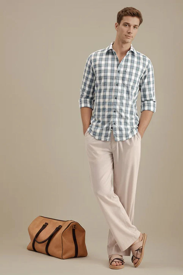 METTLE Men Air-Force Checked Casual Shirt
