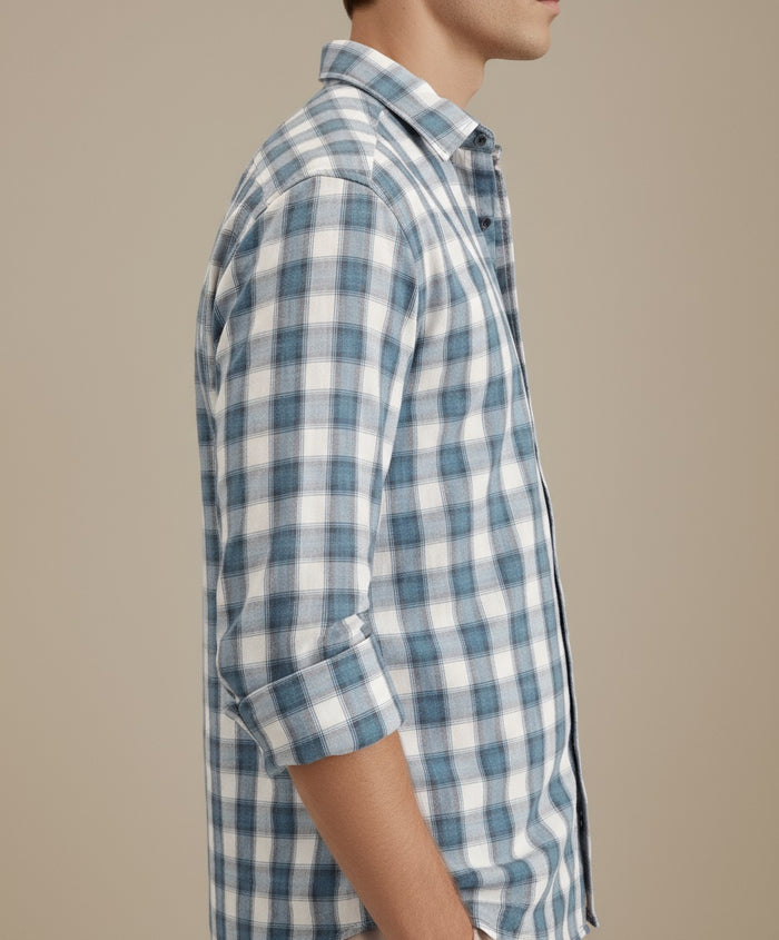 METTLE Men Air-Force Checked Casual Shirt