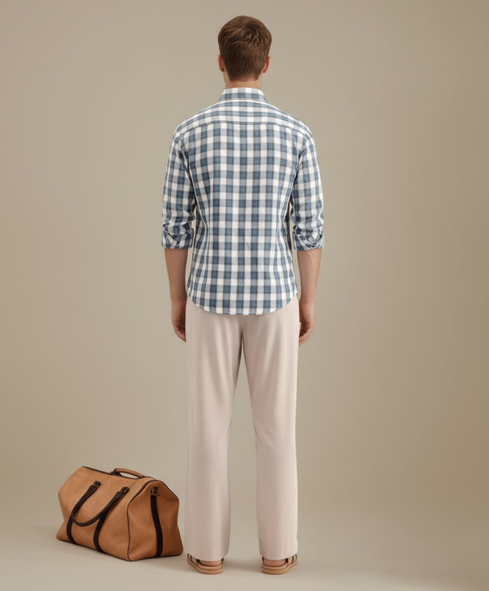 METTLE Men Air-Force Checked Casual Shirt