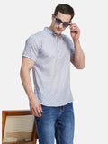 METTLE Men Band Collar Geometric Printed Cotton Casual Shirt