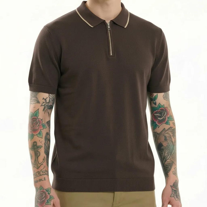 METTLE Men Coffee Polo Collar T-shirt