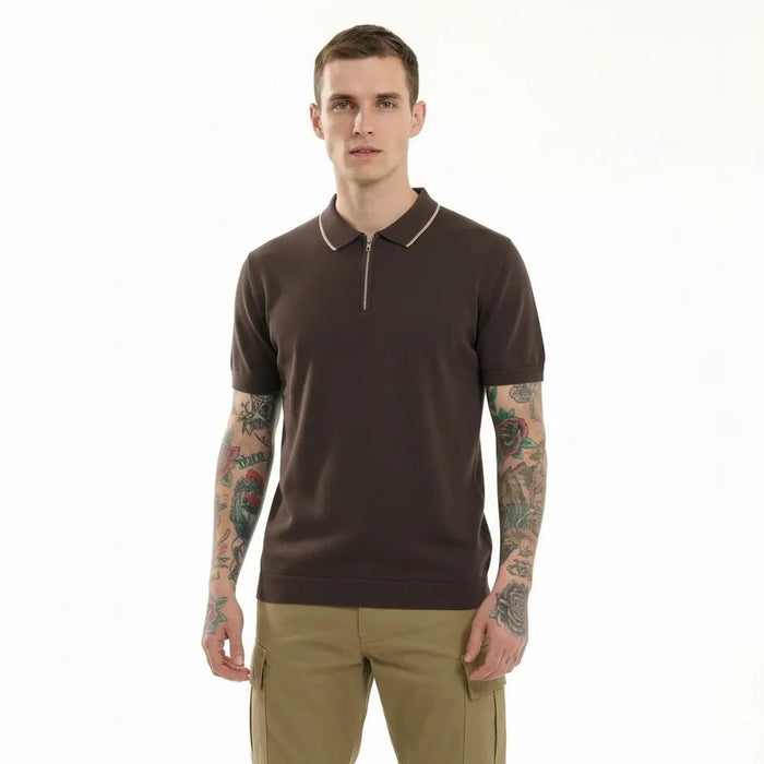 METTLE Men Coffee Polo Collar T-shirt