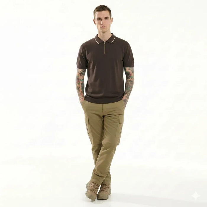 METTLE Men Coffee Polo Collar T-shirt