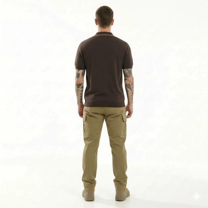 METTLE Men Coffee Polo Collar T-shirt